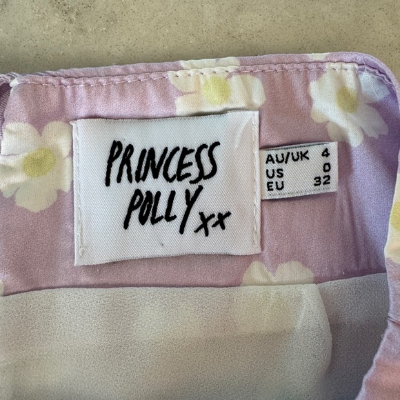 Princess Polly Satin Mini, Lavender Floral, Size 0 - Picture 2 of 2